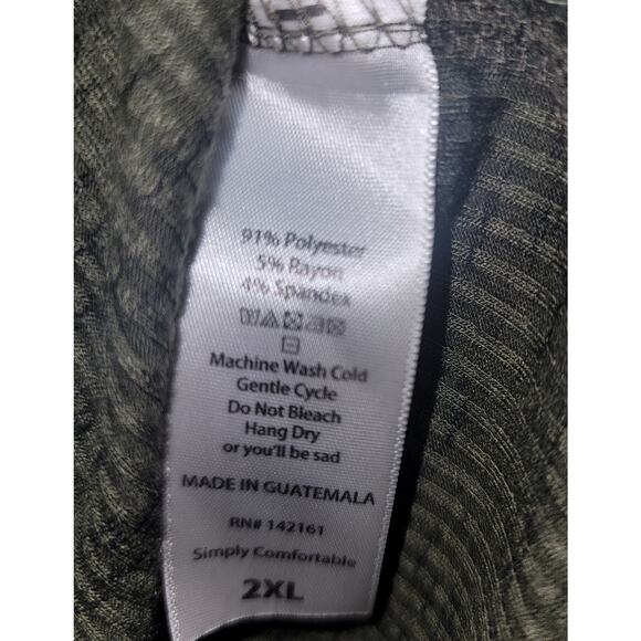 LulaRoe Dark Green Slub Knit Hi Low Hem Women's Shirt 2XL Plus Short Sleeves - Picture 4 of 5